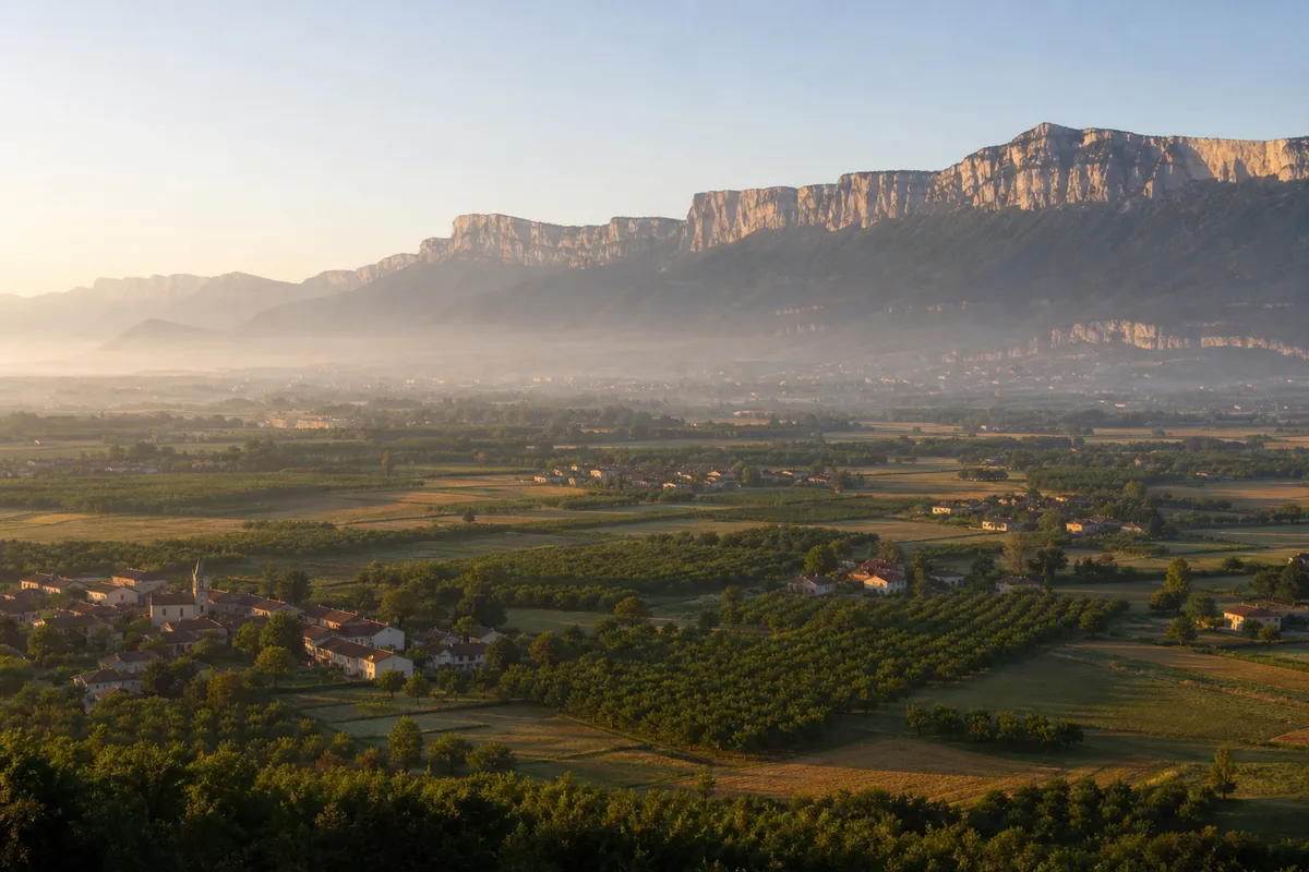 La vallée de l'Isère au pied du Vercors, entre Saint-Marcellin et Tullins